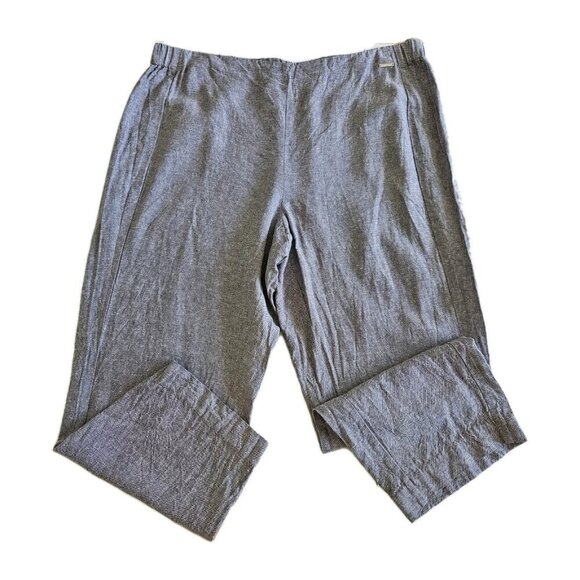 Anne Klein Pants Women XL Gray Pull On Cropped Linen Blend Office Capsule Mature - Picture 10 of 16